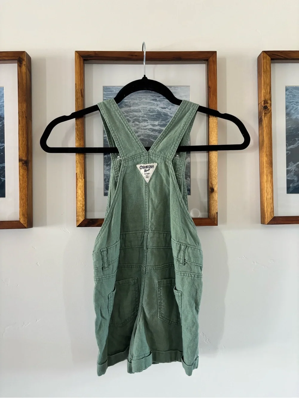 OshKosh B'gosh Sage Green Toddler Short Overalls